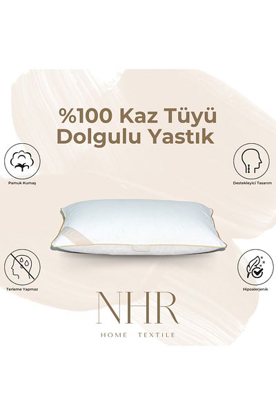 NHR HOME 100% Goose down Filling, 90% Gıdik Antibacterial, Sleeping Pillow / 50X70 1000Gr