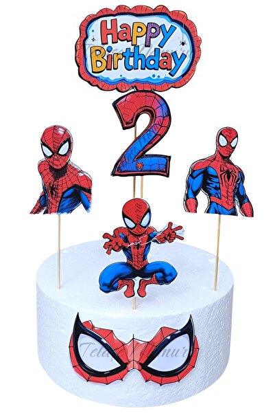 telaşe memuru Örümcek Adam Doğum Günü Konsepti ve Örümcek Adam Pasta Süsü - 2...