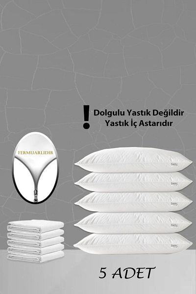 Ladylina Home 5-Piece White Pillow Inner Lining, 50x70 Pillow Thread, Cotton Pillow Mat, Zippered Pillow Case