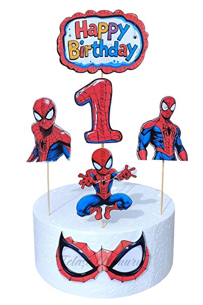 telaşe memuru Örümcek Adam Doğum Günü Konsepti ve Örümcek Adam Pasta Süsü - 1...