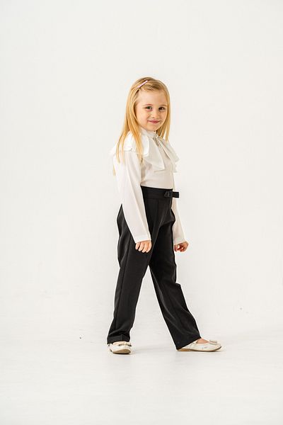 PAMPAL ÇOCUK Girl's Judge Collar Shirt and Belted Fabric Trousers Set of Two