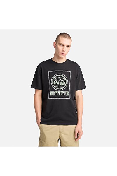 Timberland Logo Printed Men's Black T-Shirt