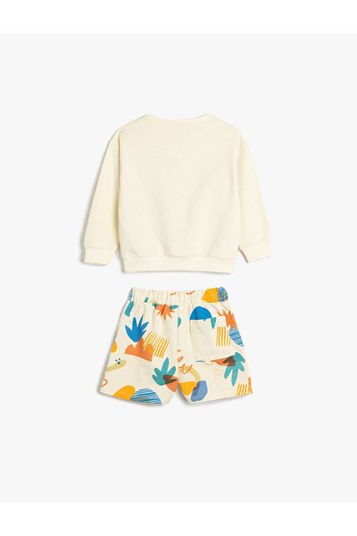 Koton Cotton Print Detailed Shorts and Sweatshirt Set 5Smb10002Tk