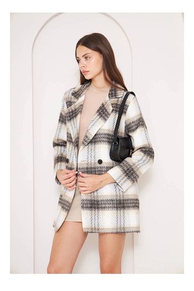 ETİLER COLLECTION Plaid Short Coat