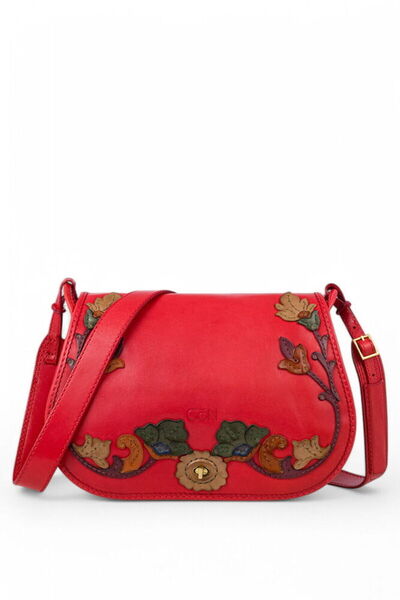 GÖN Hand Made Kırmızı-Çok Renkli Kadın Çapraz Askılı Çanta Rasa