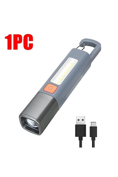Choice 1pc Mini Portable Led Flashlight Usb Rechargeable With Hook Zoomable Torch Outdoor Camping Hiking Lo