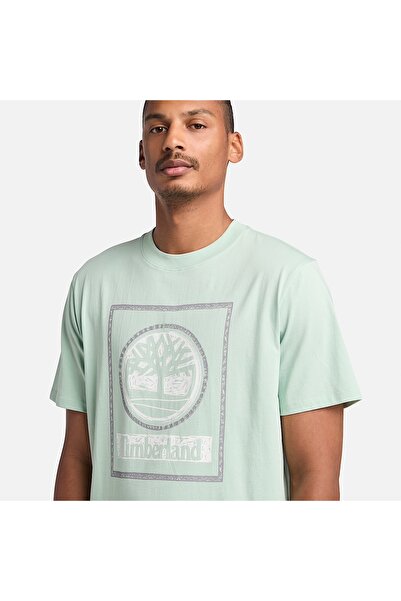 Timberland Logo Printed Men's Green T-Shirt