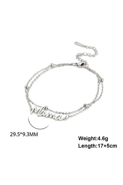 Choice 17-22cm Double Chain Steel Skyrim Letter Mama Charm Bracelet Men Women...