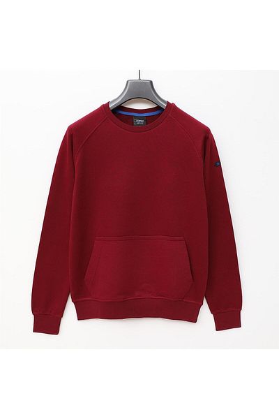 Dio Rise O Neck Kangaroo Pocket Long Sleeve Sweatshirt - (M-2Xl) - Swt-223 - Claret Red