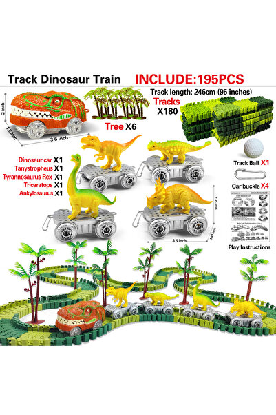 Choice مجموعة مسارات 195 سيارة ديناصور كهربائية سحرية للتسلق على شكل سكة حديد...