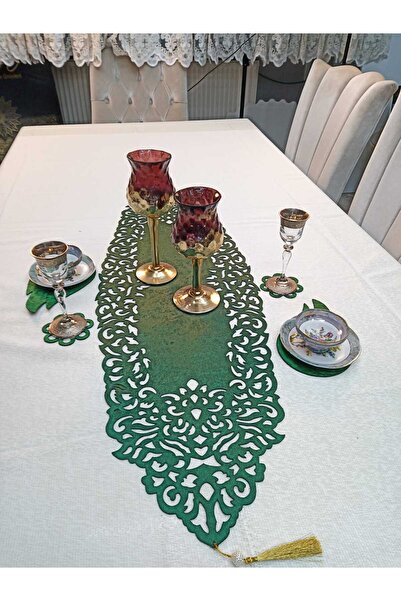 SEHARA KADİFE RUNNER/100X33CM/ARKASI SUNİ DERİ KAPLI/MASA RANIRI