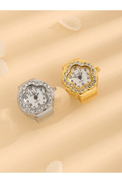 Choice ساعة كوارتز متعددة القطع بتصميم زهرة مع أحجار الراين للنساء والرجال