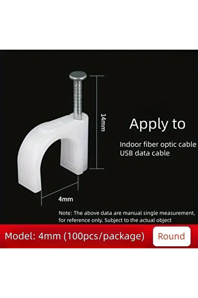 Choice3 مشابك كابلات بيضاء مقاس 4 مم، 100 قطعة، مشابك أسلاك كابلات مقاس 4/6/8...