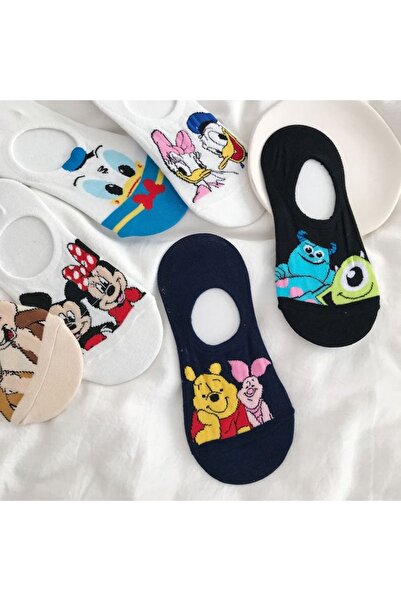 çorapkolik Set of 5 Women's Patterned Cotton Invisible Sneakers Socks Set of 5