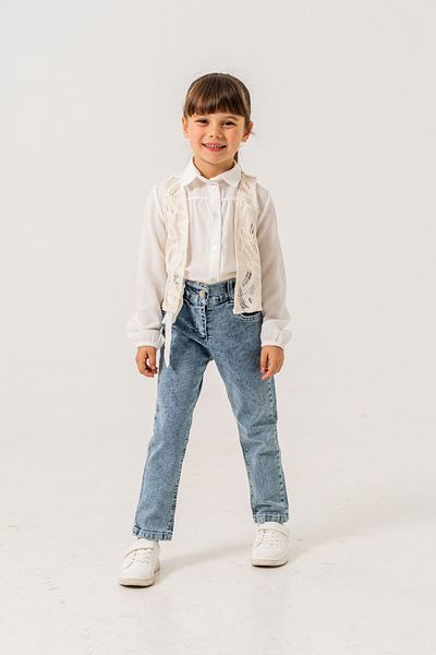 PAMPAL ÇOCUK Triple Suit with Lace Bolero Shirt and Denim Pants