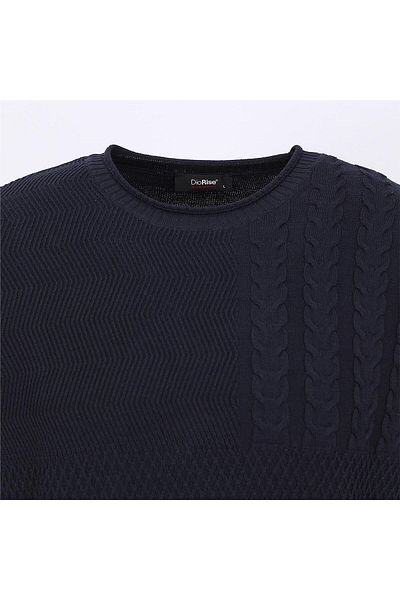 Dio Rise Pulover subțire pentru bărbați - decolteu O, mânecă lungă, marine închisă - M-2XL