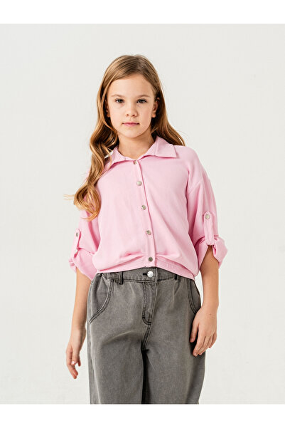 GİYİCEM TEKSTİL Kız Çocuk Etek Pileli Gömlek 3148