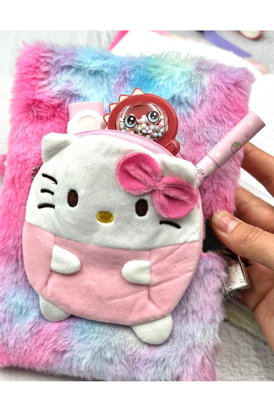 ZeCo Collection Hello Kitty Peluş Cüzdanlı Kilitli Günlük / Hatıra Defteri