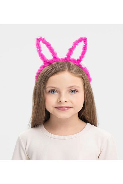 Amazex Store Fluffy Rabbit Ear and Crown with Led Lights Candy Pink 17X23 cm