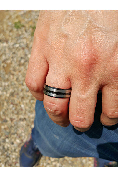 Chavin Kadın Erkek Mat Gri Fırçalanmış Tungsten Yüzük dm80