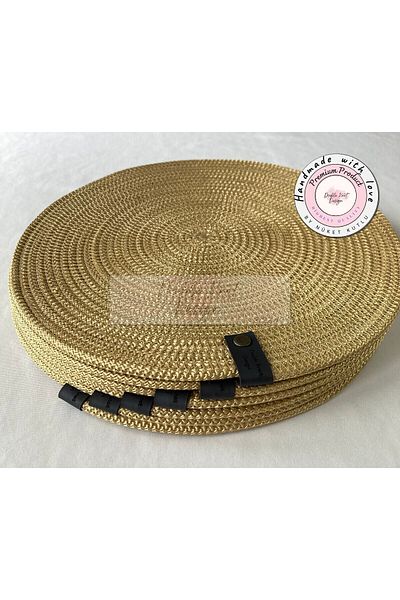 DOUBLE KNOT DESİGN 6 Pieces Shiny Gold Yellow Tress Plate American Service Gift Mother's Day