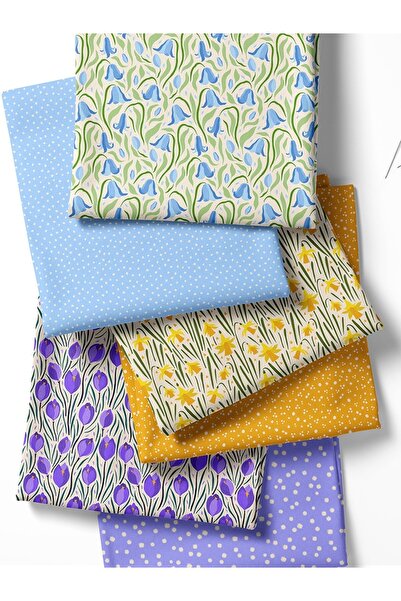 FabricMarket 6 Adet 50x50 cm %100 Pamuk Patchwork Kumaş Seti – Dikiş ve El İşi İçin