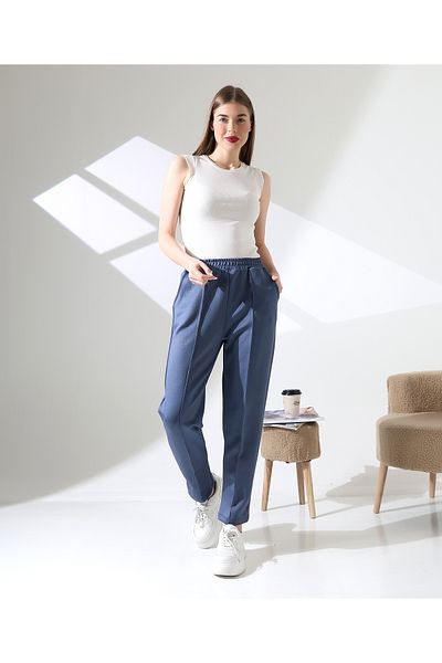 MHT STORE Women's Scuba Fabric Pants - with Pockets, Elastic Waist and No Ironing
