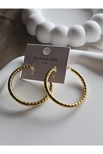 bej jewelry Büyük Boy Halka Gold Küpe