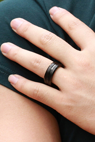 Chavin Kadın Erkek Mat Siyah Fırçalanmış Tungsten Yüzük dm76