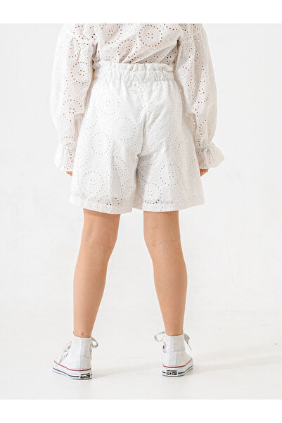GİYİCEM TEKSTİL Girl's Scalloped Linen Shorts 2866