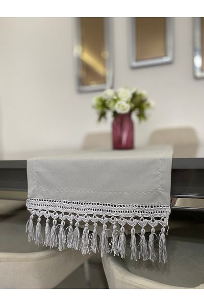 Parla Life Culoarea gri, tricotată manual, cu motiv cu ciucuri