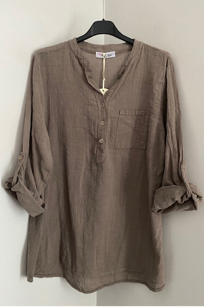 AYASOFYA OTANTIK Bluză de damă cu guler cu plăcuță cu nasturi din nurcă italiană