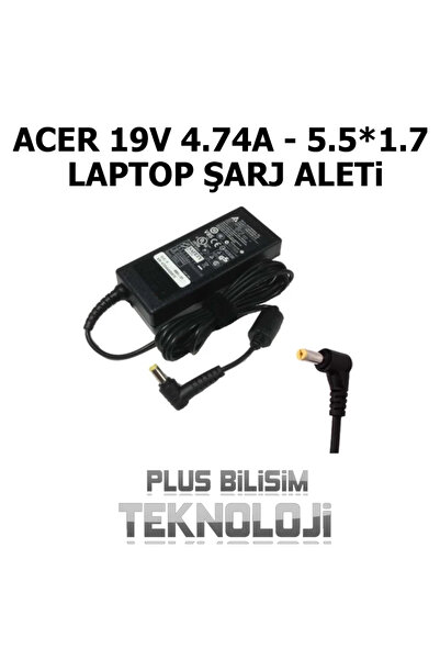 ACER 19v 4.74a 5.5*1.7 Adaptör, Laptop Şarj Aleti, Sarı Uç, Standart 3.42 Uyumlu