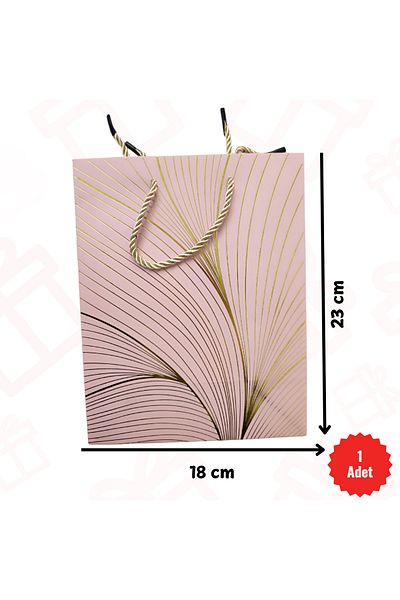 Tutku 1 BUC Roz, elegant, pungă cadou din carton aurit (23 cm x 18 cm) Pungă cadou, cadou
