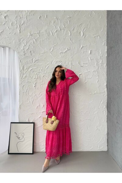 Lady Pixie PÜSKÜL DETAY FİSTO BRODE  ELBİSE