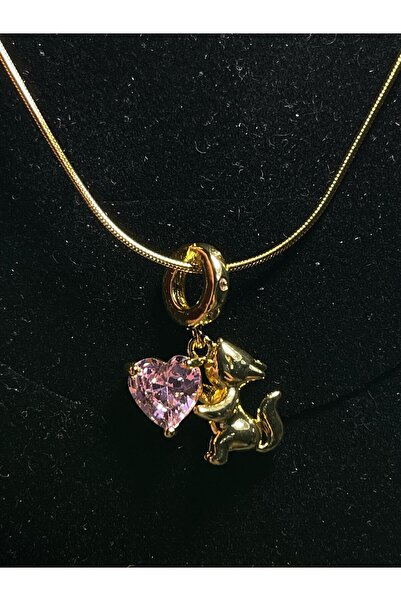 Coconut Jewelry Altın Kaplama Çelik Zirkon Taşlı Kalpli Kolye - El İşçiliği