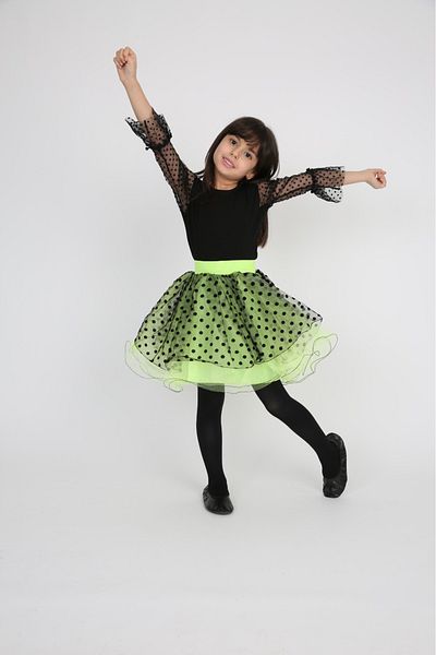 Dıgıl Kids Yellow Black Puntoeli Etk/T-Shirt Girls' Bottom-Top Suit April 23 October 29 Show Outfit