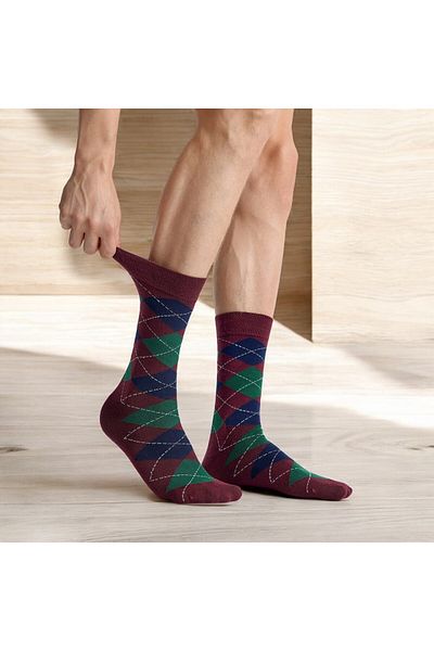 Happy Body Bamboo Men's 3-Piece Special Scarce Socket Patterned Washed Fabric Non-Smearing Rubber Seamless Toe End