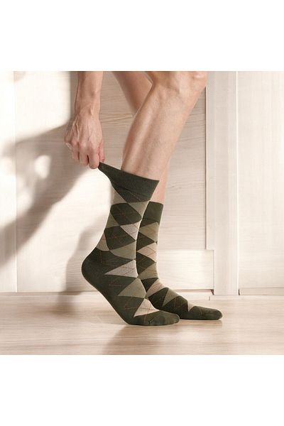 Happy Body Bamboo Men's 3-Piece Special Scarce Socket Patterned Washed Fabric Non-Smearing Rubber Seamless Toe End