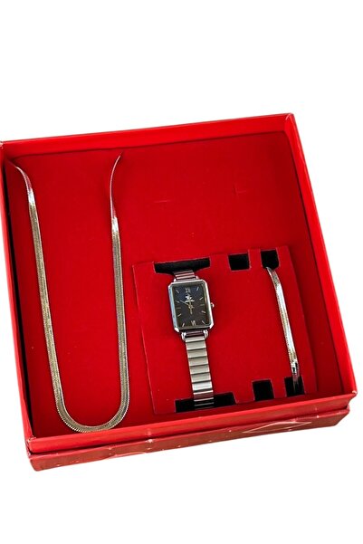 ESNASTORE Gri Çelik Kadın Saat Seti