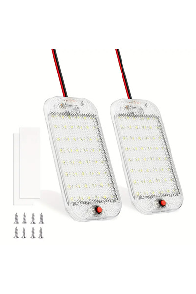 Choice1 شريط إضاءة داخلي LED مكون من قطعتين لسيارة RV مع مفتاح 48 مصباح LED ل...