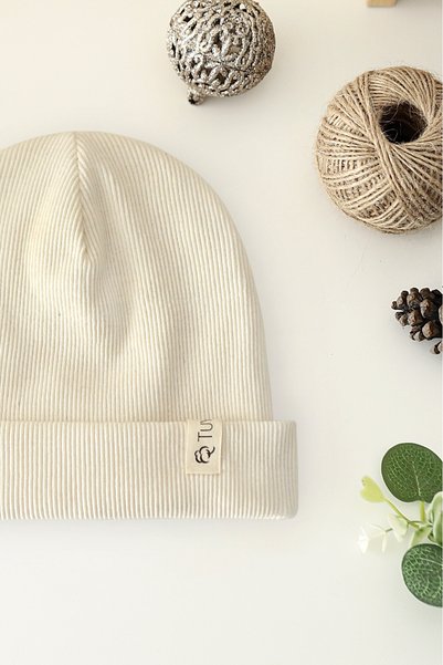 Doğan Collection Ribana Ecru-Khaki 2-Piece Beanie