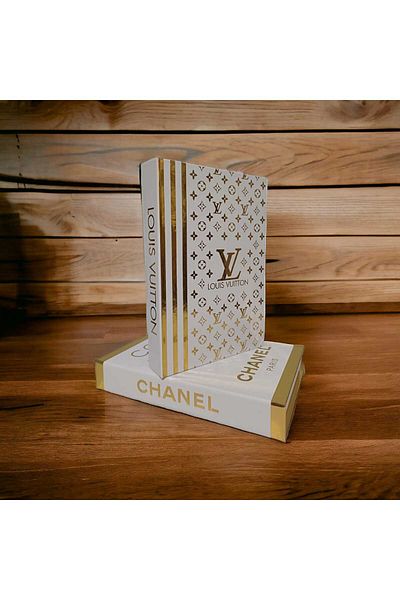 NARİBA Gold and Star Patterns Set of 2 Decorative Book Boxes