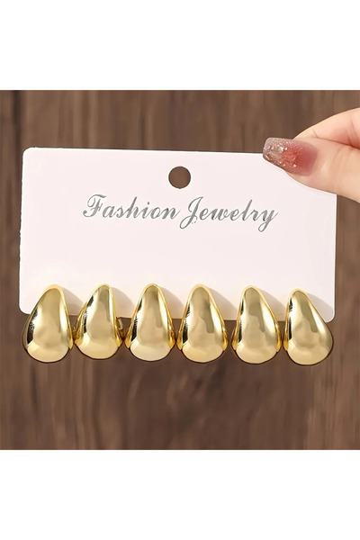 Choice أقراط ذهبية اللون بسيطة مكونة من 3 أزواج من أقراط الأذن الذهبية على شك...