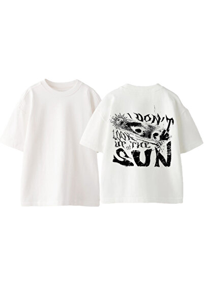Anetos Tricou Dont Sun Design Back cu imprimeu Cotton White supradimensionat