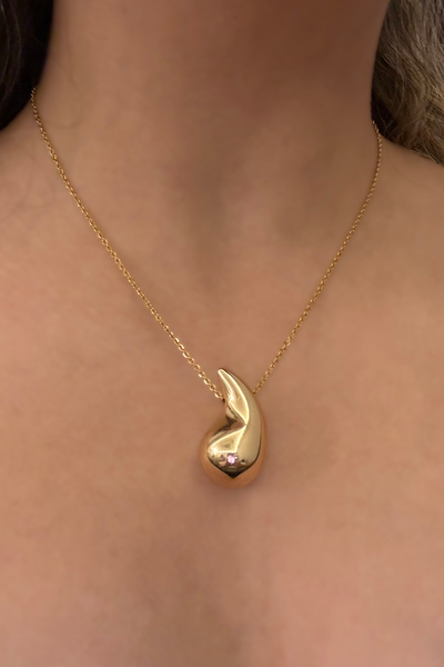 PRVT VIP Kararmaz Paslanmaz Çelik Altın Bottega Damla Kolye