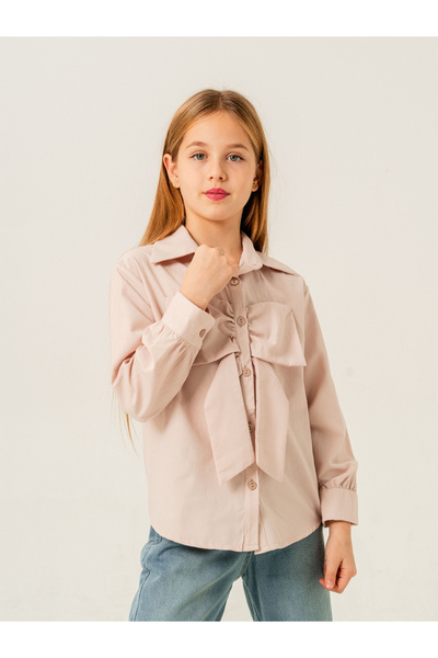 GİYİCEM TEKSTİL Kız Çocuk Fiyonklu Gömlek 3158