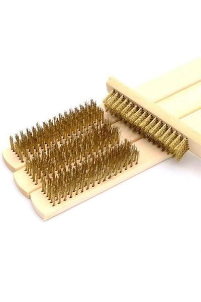 MEDUSHOP Metal Wire Brush Wooden Handle Rust Dirt Removal Cleaning Brush