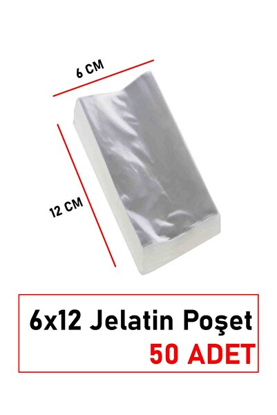Bidolushop 6*12 Jelatin Poşet Gıda Nikah Düğün Şeker Çerez Hediyelik Poşetleme