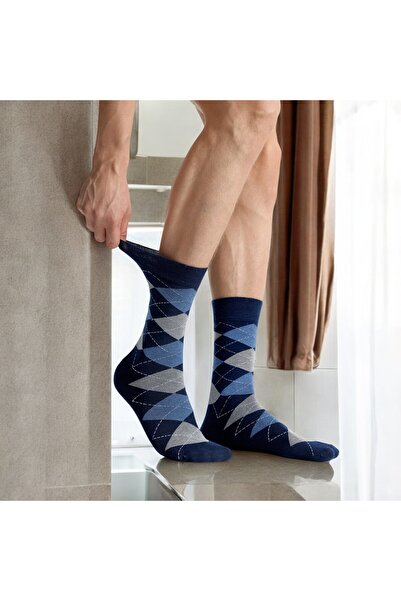 Happy Body Bamboo Men's 3-Piece Special Scarce Socket Patterned Washed Fabric Non-Smearing Rubber Seamless Toe End